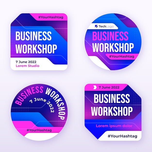 Free vector gradient business workshop labels template