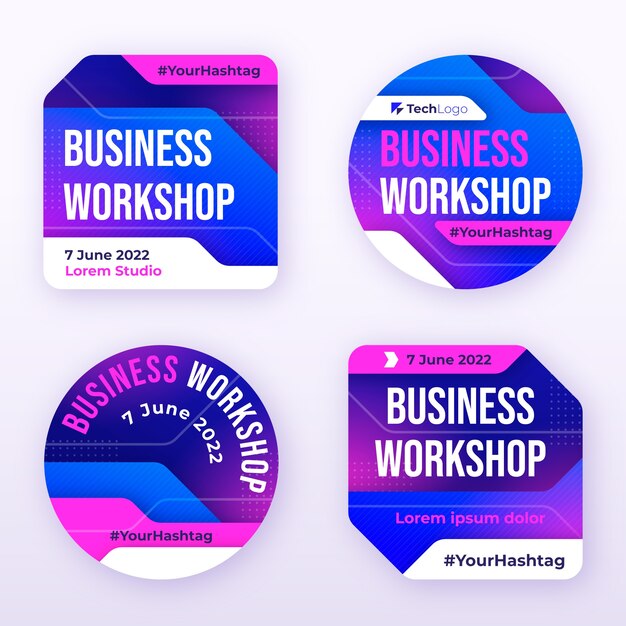 gradient business workshop labels template
