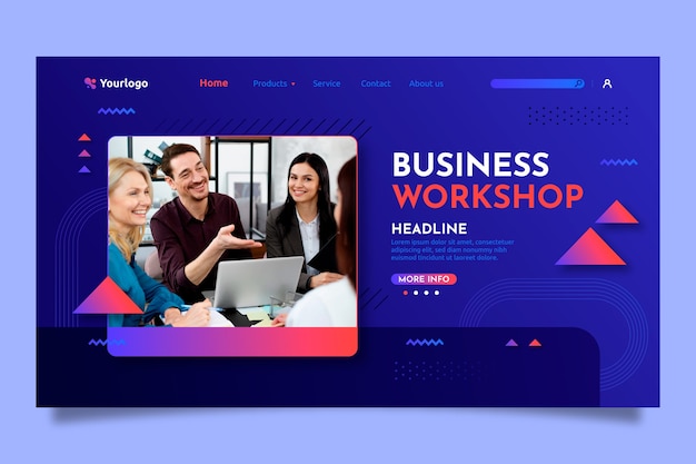 Free vector gradient business workshop landing page template