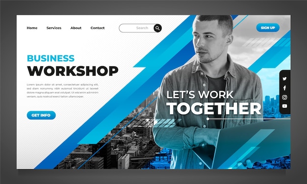 Free vector gradient business workshop landing page