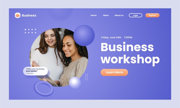 Gradient business workshop landing page