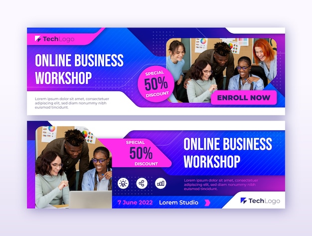 Free vector gradient business workshop sale banner template