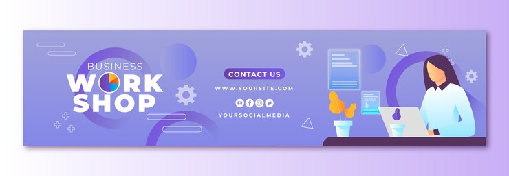 무료 Vector 그라데이션 비즈니스 워크샵 트위치 배너 템플릿