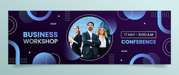 Free vector gradient business workshop twitter header