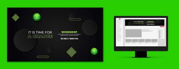 Free vector gradient business workshop youtube channel art template