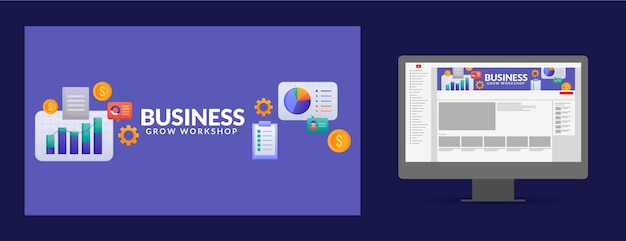 無料ベクター グラデーションビジネスワークショップyoutubeチャンネルアート
