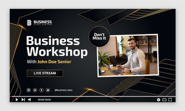 Free vector gradient business workshop youtube thumbnail