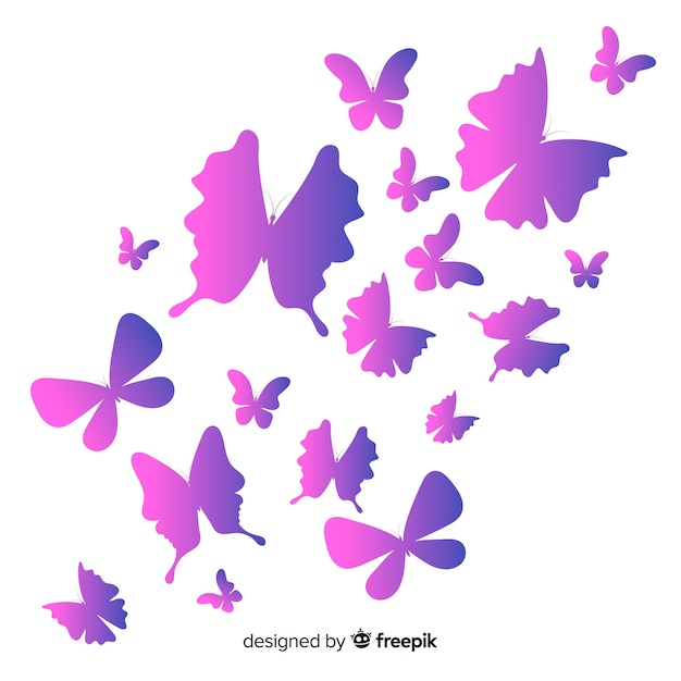 Free vector gradient butterflies silhouettes background