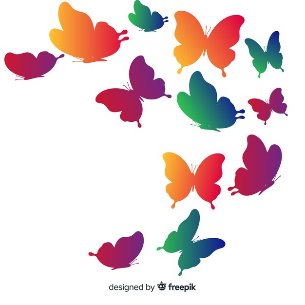 Gradient butterflies silhouettes background