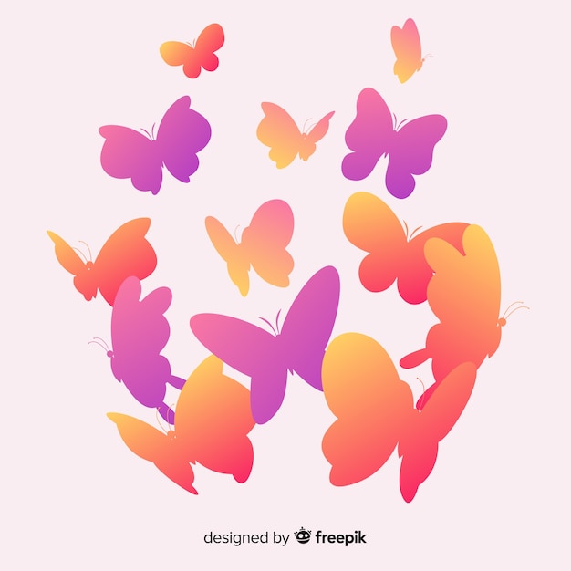 Gradient butterflies silhouettes background