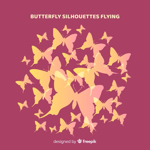 Gradient butterfly silhouette flying background