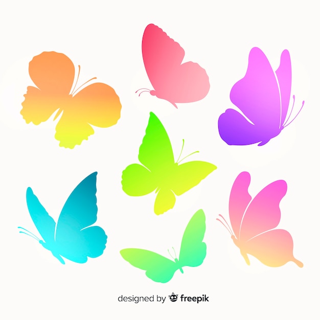Free Vector gradient butterfly silhouettes flying