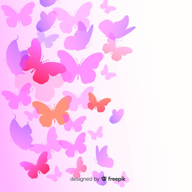 Gradient butterfly silhouettes flying