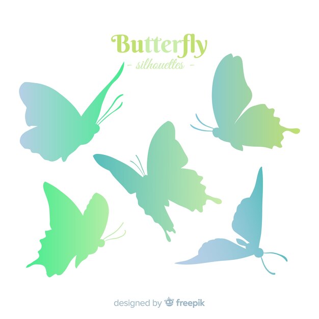 Gradient butterfly swarm silhouette background