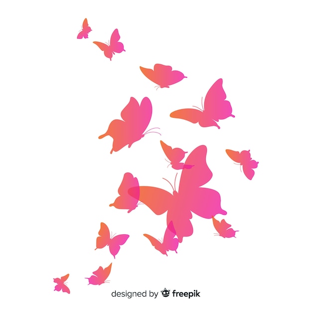 Free vector gradient butterfly swarm silhouette background