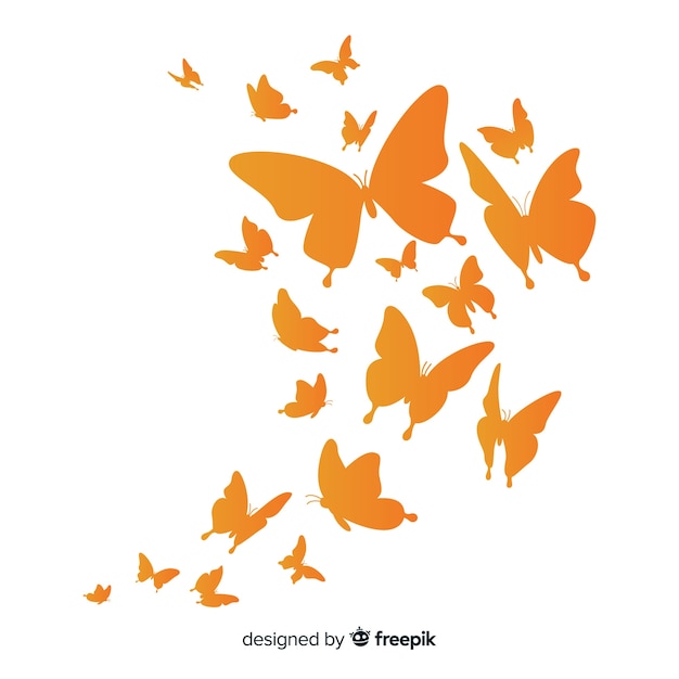 Free vector gradient butterfly swarm silhouette background