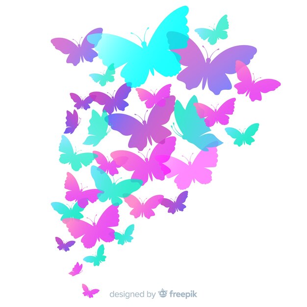 Gradient butterfly swarm silhouette background