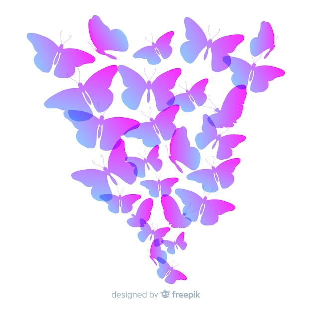 Free vector gradient butterfly swarm silhouette background