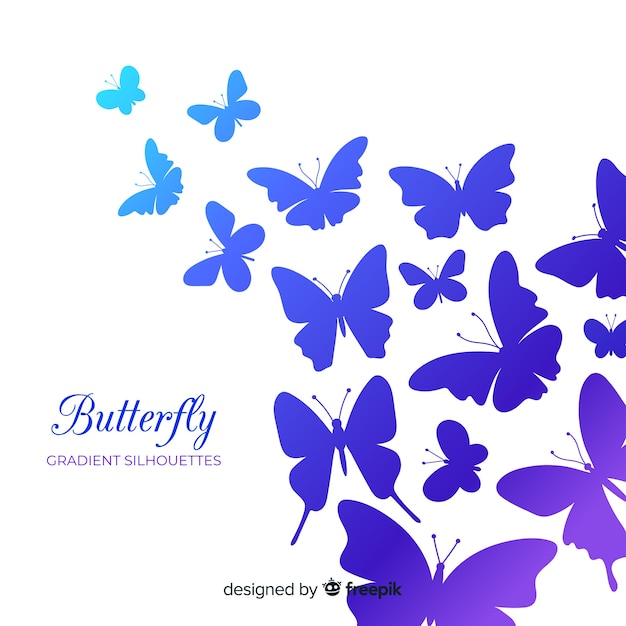 Free vector gradient butterfly swarm silhouette background
