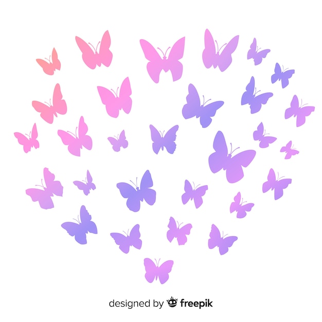 Gradient butterfly swarm silhouette background