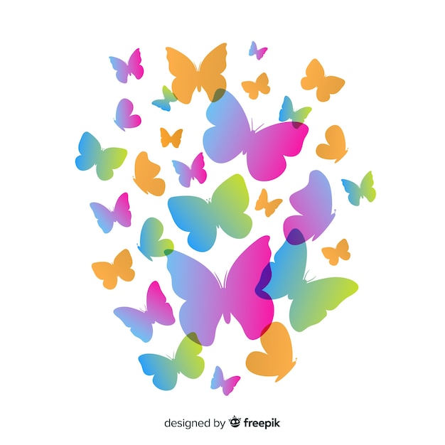 Gradient butterfly swarm silhouette background