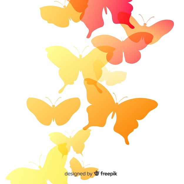 Gradient butterfly swarm silhouette background