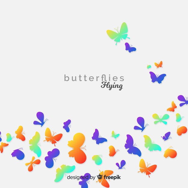 Gradient butterfly swarm silhouette background