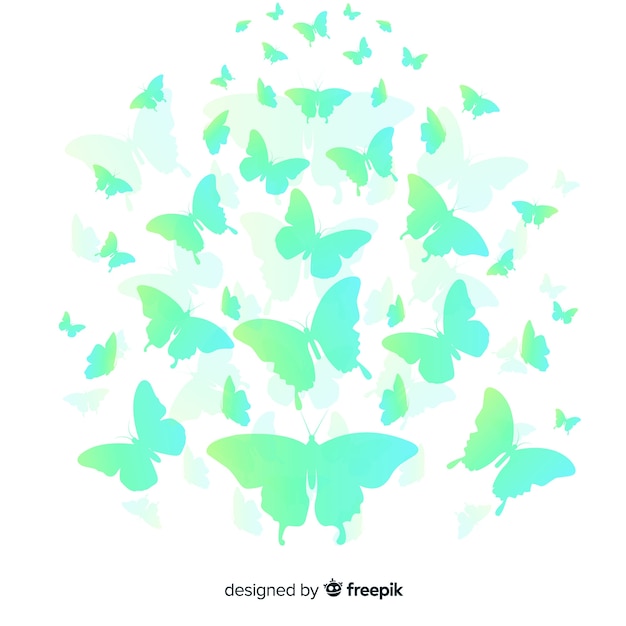 Gradient butterfly swarm silhouette background