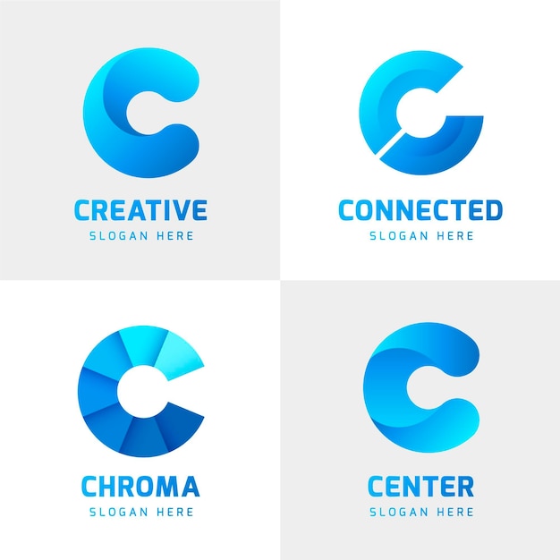 Бесплатное векторное изображение Коллекция логотипов градиент c