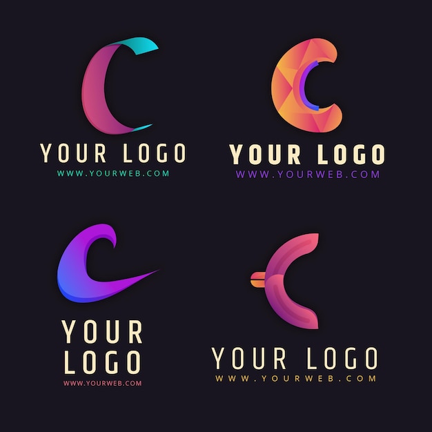 Vettore gratuito collezione di modelli logo gradiente c