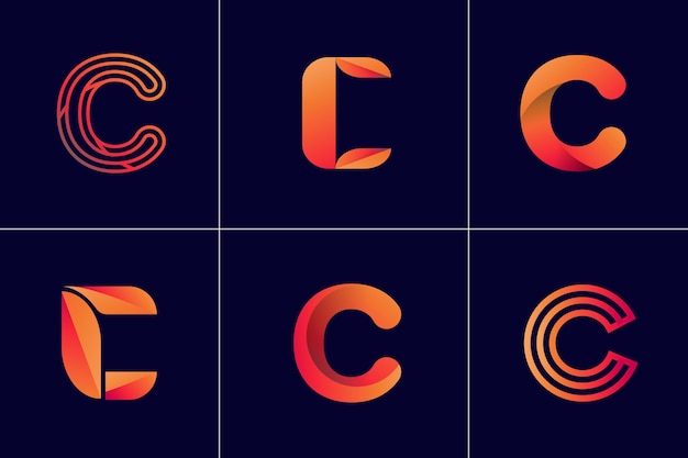 Gradient c logo template collection