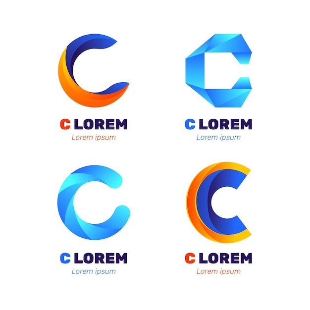 Бесплатное векторное изображение Коллекция шаблонов логотипа градиент c