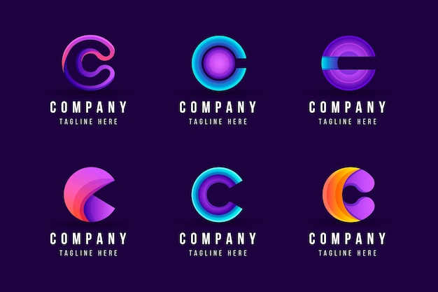 Gradient c logo template collection