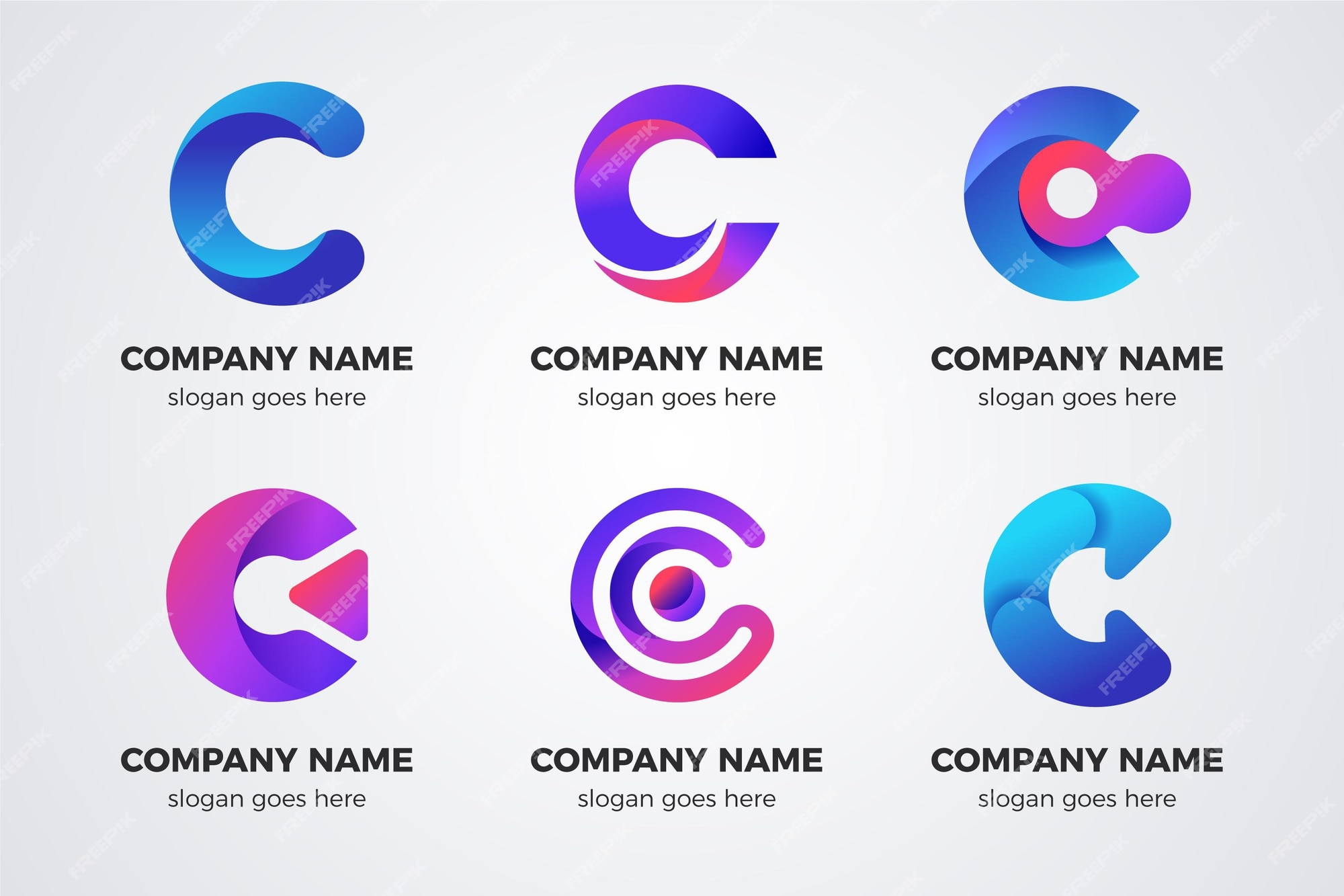 Free Vector | Gradient c logo template collection