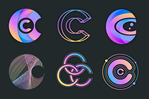 Free vector gradient c logos collection