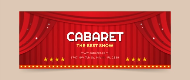 Free vector gradient cabaret facebook cover with lights