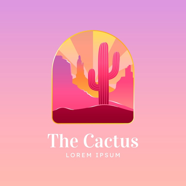 Vettore gratuito design del logo del cactus sfumato