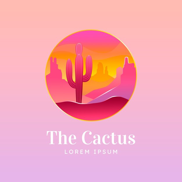 Градиентный дизайн логотипа кактуса
