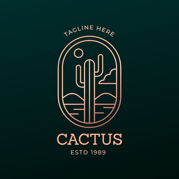 Vettore gratuito design del logo del cactus sfumato