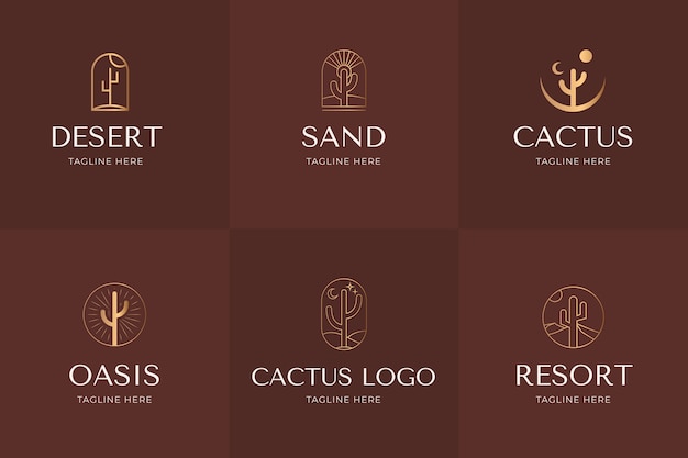 Free vector gradient cactus logo template design