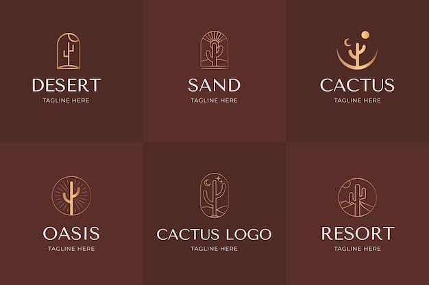 Gradient cactus logo template design
