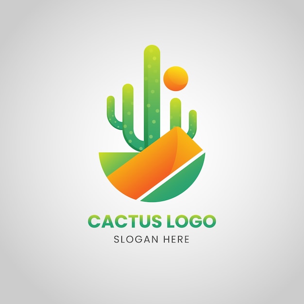 Vettore gratuito modello di logo di cactus sfumato