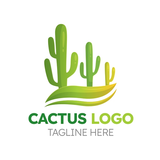 Vettore gratuito modello di logo di cactus sfumato