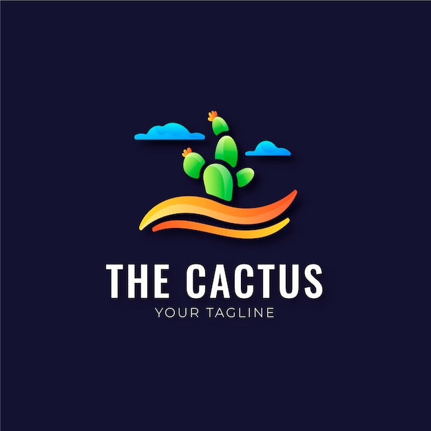 Modello di logo di cactus sfumato