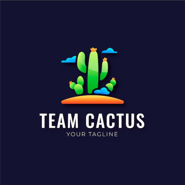 Vettore gratuito modello di logo di cactus sfumato