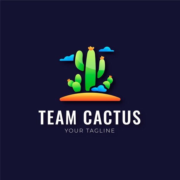 Шаблон логотипа градиентный кактус