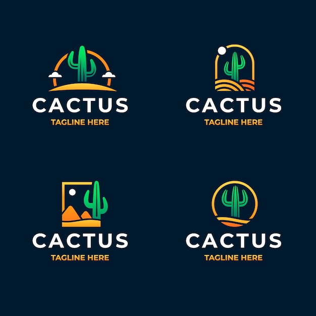 Vettore gratuito modello di logo di cactus sfumato