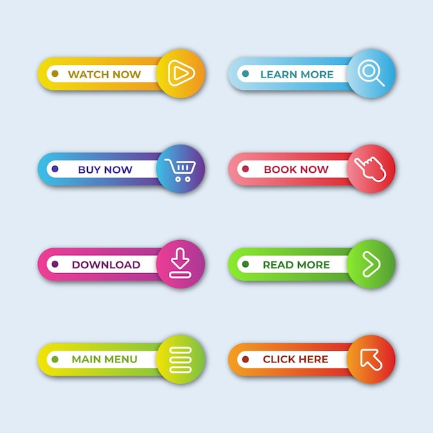 Free vector gradient call to action button collection