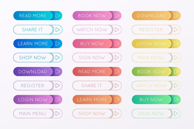 Free vector gradient call to action button collection