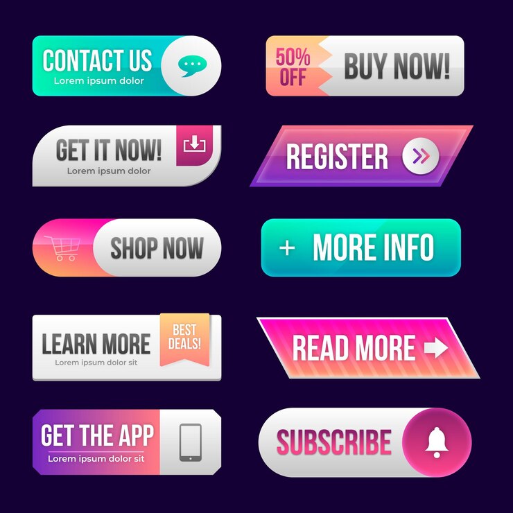 Free Vector gradient call to action button collection